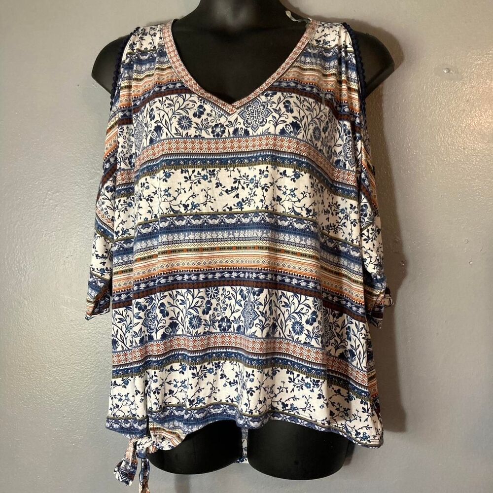 Almost-famous Women's Blue and Orange Blouse